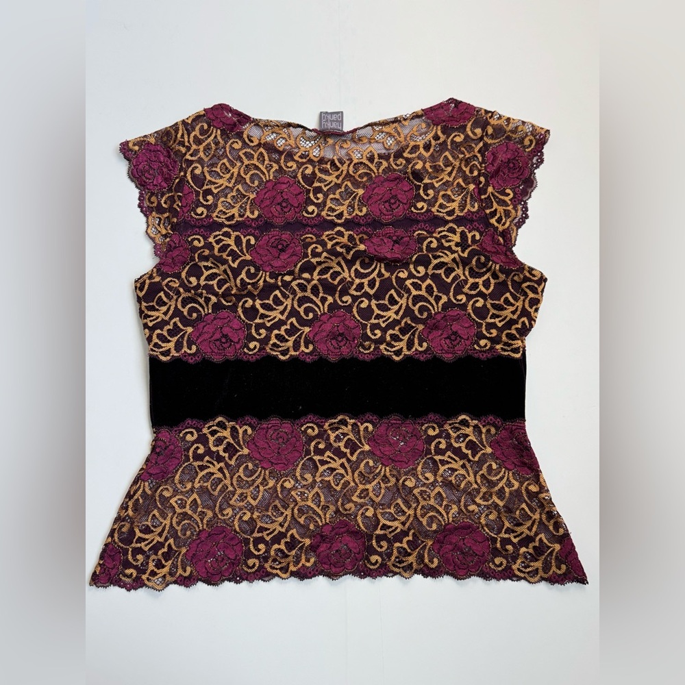 Vintage Hanky Panky Lace Velvet Top Cup Sleeve Purse Sz M - Picture 3 of 11